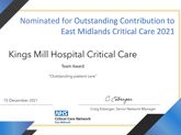 Hat-trick success for Sherwood Forest Hospitals’ critical care team