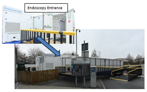 Endoscopy Mobile Unit entrance at King's Mill Hospital