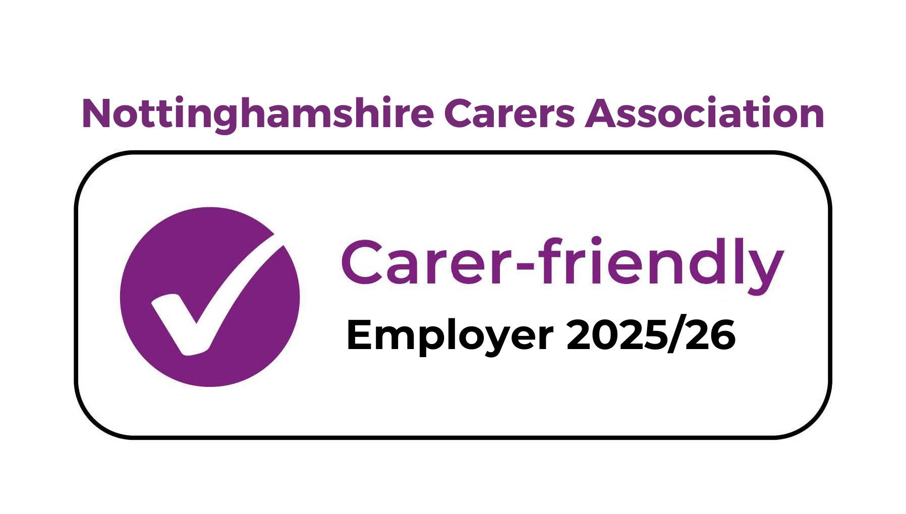 Carer-friendly accreditation logo 2025-26