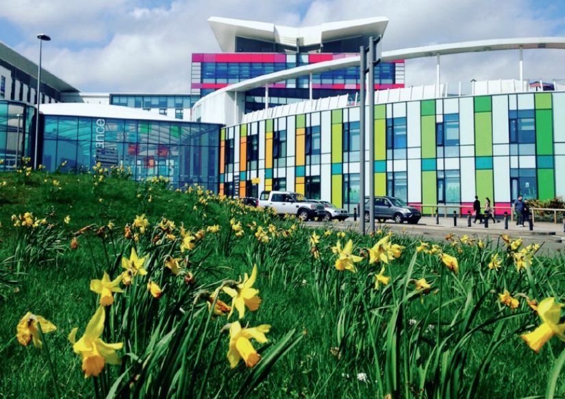 King's Mill Hospital with greenery